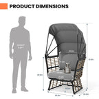 Fauteuil œuf de salon PELLEBANT en osier PE et aluminium pour l'intérieur et l'extérieur avec auvent et coussins