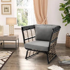 Fauteuil œuf de salon PELLEBANT en osier PE et aluminium pour l'intérieur et l'extérieur avec auvent et coussins