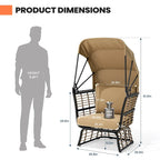 Fauteuil œuf de salon PELLEBANT en osier PE et aluminium pour l'intérieur et l'extérieur avec auvent et coussins