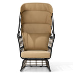 Fauteuil œuf de salon PELLEBANT en osier PE et aluminium pour l'intérieur et l'extérieur avec auvent et coussins