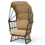 Fauteuil œuf de salon PELLEBANT en osier PE et aluminium pour l'intérieur et l'extérieur avec auvent et coussins
