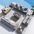 13-Piece 10 Person Patio Free Combination Wicker Conversation Set With Waterproof Cushions and Firepit Table