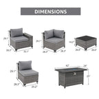 Ensemble de conversation en osier 13 pièces pour 10 personnes, à combinaison libre, avec coussins imperméables et table brasero