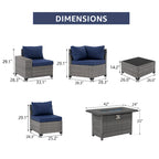 Ensemble de conversation en osier 13 pièces pour 10 personnes, à combinaison libre, avec coussins imperméables et table brasero