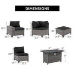 Ensemble de conversation en osier 13 pièces pour 10 personnes, à combinaison libre, avec coussins imperméables et table brasero