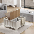 Table basse carrée rustique de ferme avec plateau relevable et rangement de 31,5 po