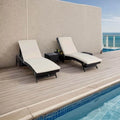 Polo Brown 3-Piece Wicker Chaise Lounge Set with Beige Cushions - N/A