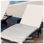 Ensemble de 3 chaises longues en osier Polo marron avec coussins beiges - N/A