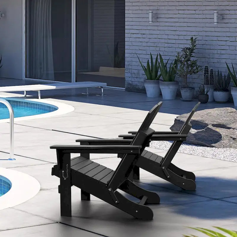 Chaise Adirondack pliante, fauteuil Adirondack ergonomique en HDPE résistant aux intempéries, empilable et relaxant