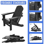Chaise Adirondack pliante, fauteuil Adirondack ergonomique en HDPE résistant aux intempéries, empilable et relaxant