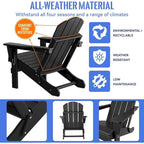 Chaise Adirondack pliante, fauteuil Adirondack ergonomique en HDPE résistant aux intempéries, empilable et relaxant