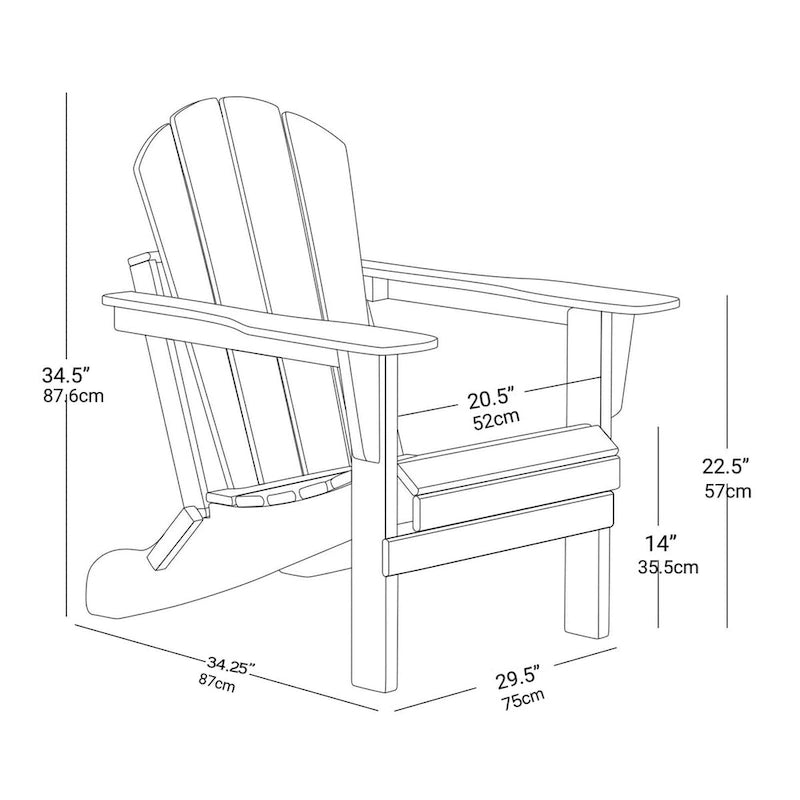 Chaise Adirondack pliante, fauteuil Adirondack ergonomique en HDPE résistant aux intempéries, empilable et relaxant