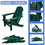 Chaise Adirondack pliante, fauteuil Adirondack ergonomique en HDPE résistant aux intempéries, empilable et relaxant
