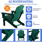 Chaise Adirondack pliante, fauteuil Adirondack ergonomique en HDPE résistant aux intempéries, empilable et relaxant