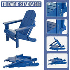 Chaise Adirondack pliante, fauteuil Adirondack ergonomique en HDPE résistant aux intempéries, empilable et relaxant