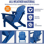 Chaise Adirondack pliante, fauteuil Adirondack ergonomique en HDPE résistant aux intempéries, empilable et relaxant