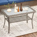 Table d'appoint d'extérieur en rotin avec rangement