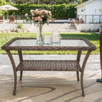 Outdoor End Table Rattan Bistro Table with Storage