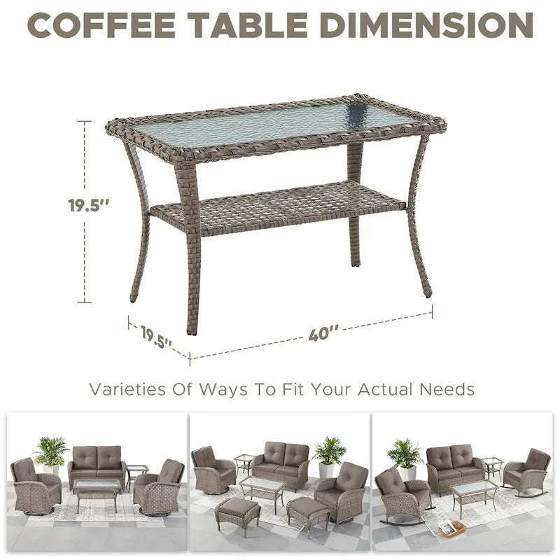 Table d'appoint d'extérieur en rotin avec rangement