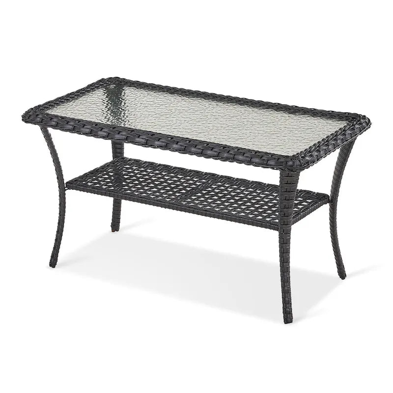 Table d'appoint d'extérieur en rotin avec rangement