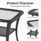 Table d'appoint d'extérieur en rotin avec rangement