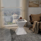 Table d'appoint Azure de 17 pouces en pierre composite - Table d'appoint d'appoint pour l'intérieur et l'extérieur