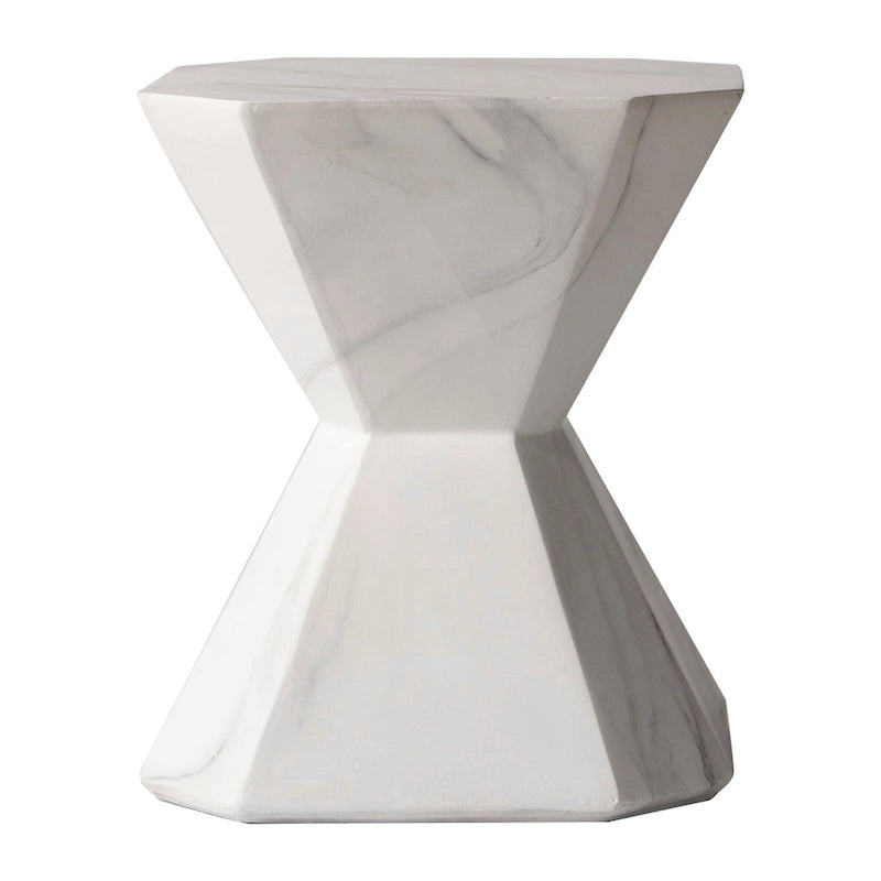 Table d'appoint Azure de 17 pouces en pierre composite - Table d'appoint d'appoint pour l'intérieur et l'extérieur