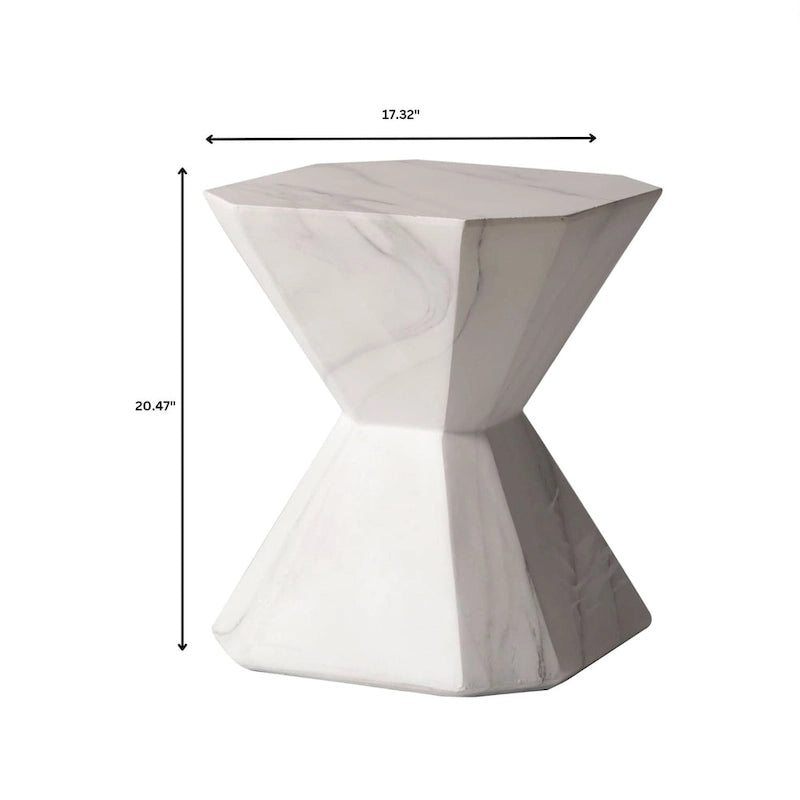 Table d'appoint Azure de 17 pouces en pierre composite - Table d'appoint d'appoint pour l'intérieur et l'extérieur