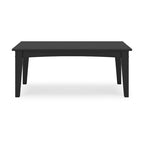 Table basse d'extérieur Fini 44 pouces, plateau à lattes, style moderne, finition noire
