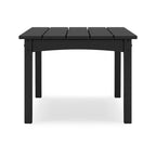Table basse d'extérieur Fini 44 pouces, plateau à lattes, style moderne, finition noire