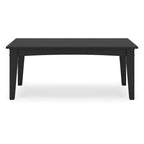 Table basse d'extérieur Fini 44 pouces, plateau à lattes, style moderne, finition noire