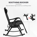 Lot de 2 chaises berçantes pliables d'extérieur, fauteuils à bascule inclinables zéro gravité avec oreiller, porte-gobelet et porte-téléphone