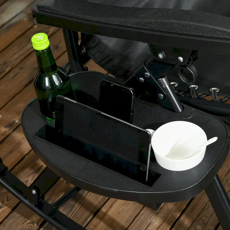 Lot de 2 chaises berçantes pliables d'extérieur, fauteuils à bascule inclinables zéro gravité avec oreiller, porte-gobelet et porte-téléphone