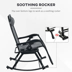 Lot de 2 chaises berçantes pliables d'extérieur, fauteuils à bascule inclinables zéro gravité avec oreiller, porte-gobelet et porte-téléphone