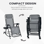 Lot de 2 chaises berçantes pliables d'extérieur, fauteuils à bascule inclinables zéro gravité avec oreiller, porte-gobelet et porte-téléphone