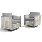 2 fauteuils de jardin pivotants et basculants avec accoudoirs en osier - Gris clair