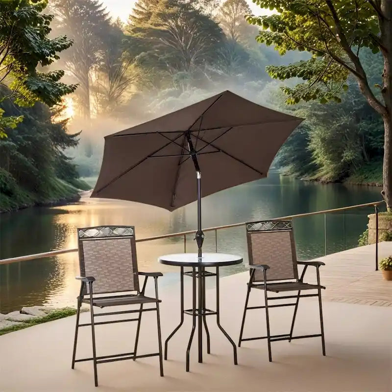 Table and Chairs Set with Table,Adjustable Angle Umbrella(Set of 4)