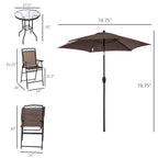 Ensemble table et chaises avec table, parapluie inclinable (lot de 4)