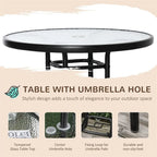 Ensemble table et chaises avec table, parapluie inclinable (lot de 4)
