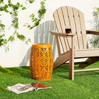 Glitzhome 18H Table d'appoint d'extérieur en métal Tabouret de jardin avec lumières solaires