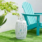 Glitzhome 18H Table d'appoint d'extérieur en métal Tabouret de jardin avec lumières solaires