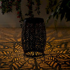 Glitzhome 18H Table d'appoint d'extérieur en métal Tabouret de jardin avec lumières solaires