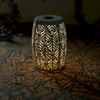 Glitzhome 18H Table d'appoint d'extérieur en métal Tabouret de jardin avec lumières solaires