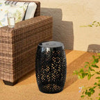 Glitzhome 18H Table d'appoint d'extérieur en métal Tabouret de jardin avec lumières solaires