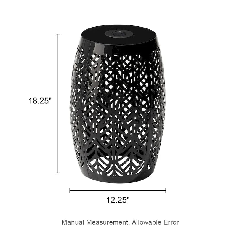 Glitzhome 18H Table d'appoint d'extérieur en métal Tabouret de jardin avec lumières solaires
