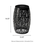 Glitzhome 18H Table d'appoint d'extérieur en métal Tabouret de jardin avec lumières solaires