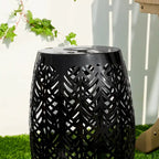 Glitzhome 18H Table d'appoint d'extérieur en métal Tabouret de jardin avec lumières solaires