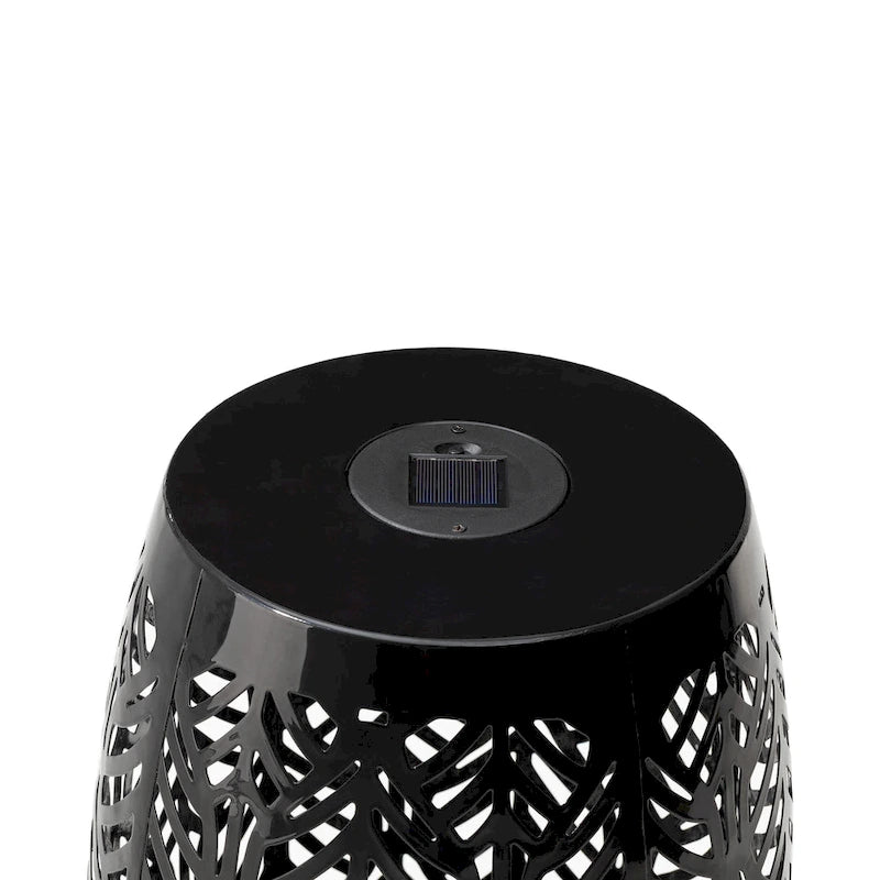 Glitzhome 18H Table d'appoint d'extérieur en métal Tabouret de jardin avec lumières solaires