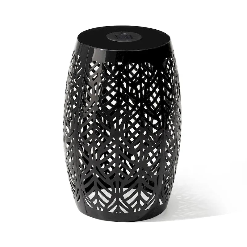 Glitzhome 18H Table d'appoint d'extérieur en métal Tabouret de jardin avec lumières solaires