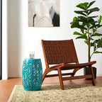 Glitzhome 18H Table d'appoint d'extérieur en métal Tabouret de jardin avec lumières solaires